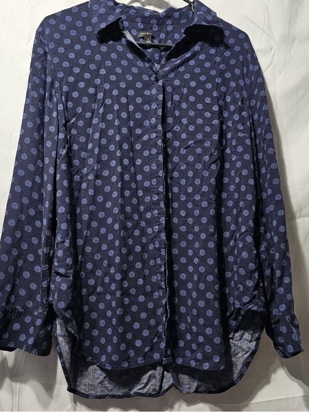 Navy Polka Dot Button-Down Shirt - Women